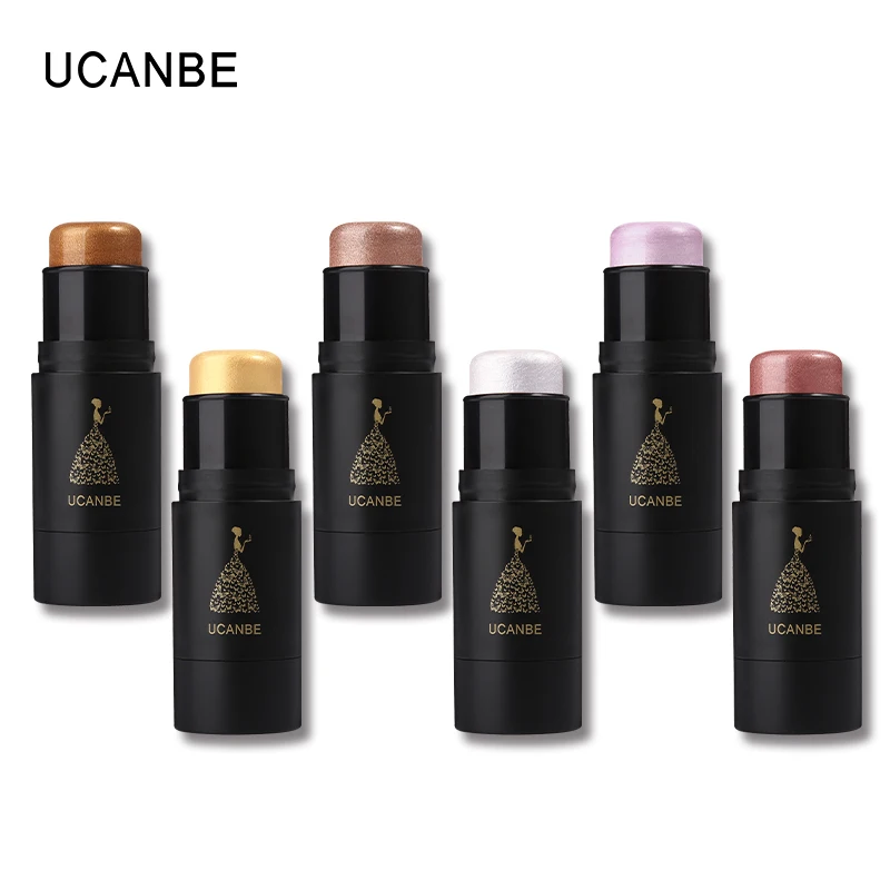 UCANBE бренд, 6 цветов, 3D контурный Хайлайтер для лица, бронзер, ручка для макияжа, мерцающая, осветляющая кожу, консилер, косметика