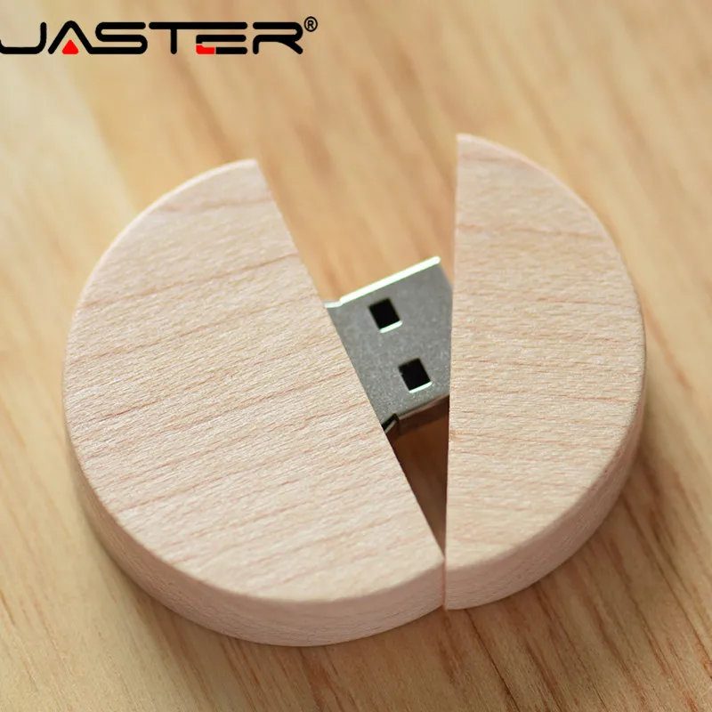 JASTER деревянный Флешка круглый 4 ГБ 8 16 32 64 USB 2 0 (Бесплатный Пользовательский
