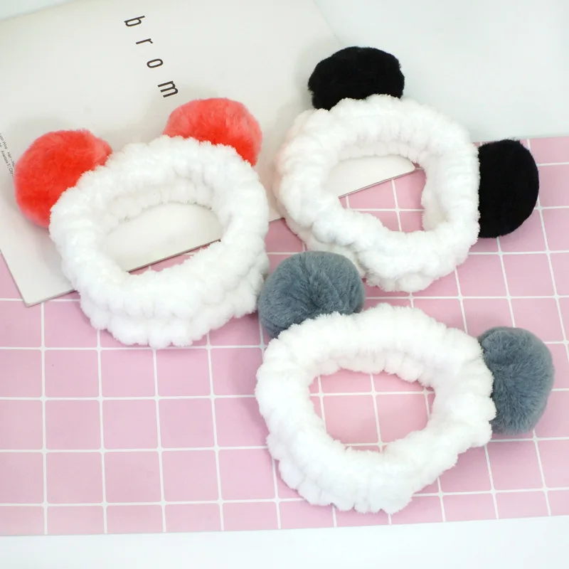 Cartoon cute panda Makeup Headbands for Washing Face Shower Spa Mask Soft and Sports makeup face Hair Bands Women Girl |