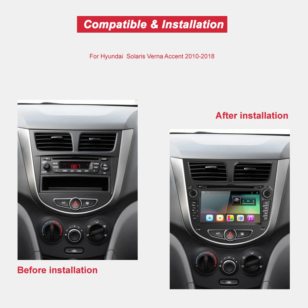 Best BONROAD Octa Core 1024*600 Android 8.1 Car DVD GPS Player For Solaris Verna Accent Car PC Headunit Radio Video Player Navigation 5