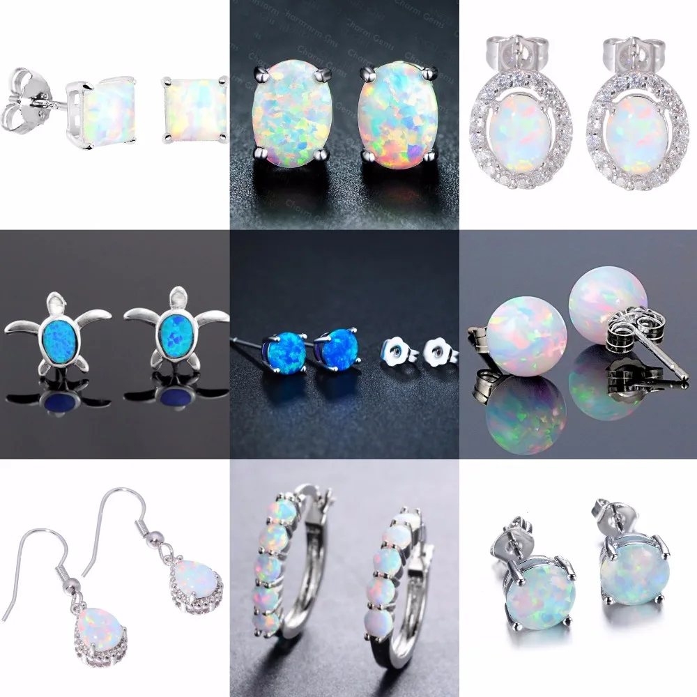 

Fire Opal Stud Earrings for Women Fashion Jewelry Wholesale & Retail Difference Style Charm Silver Earrings Moda Mujer Bijoux S3