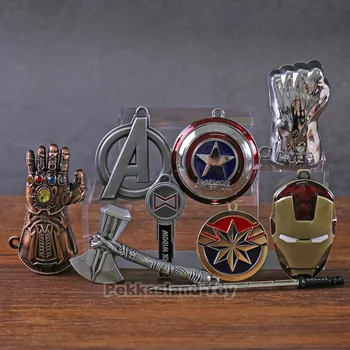 

9pcs Avengers Endgame Infinity War Thanos Hulk Iron Man Captain America Keychain Necklace Marvel Pendant Set for Gift Collection