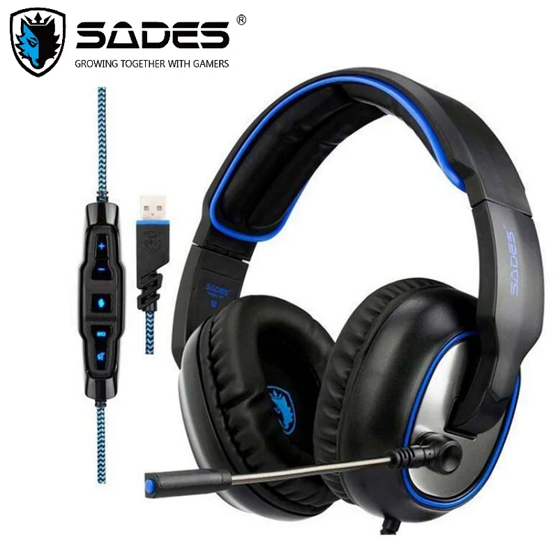 SADES R7 игровая гарнитура USB Игровые наушники Виртуальная 7 1 канальный объемный