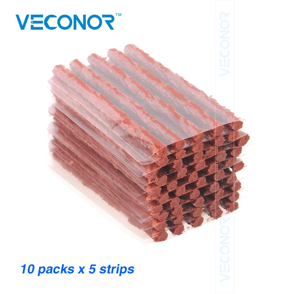 

VECONOR 10 Packs Tubeless Tire Puncture Repair Strips Car Tyre Repair Sealer Rubber 50 Strips