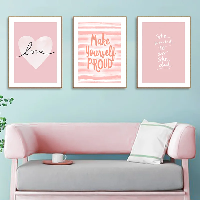 

Inspirational Pink Quotes Posters and Prints Minimalistic Girl Bedroom Wall Art Nursery Canvas Painting Picture For Living Room