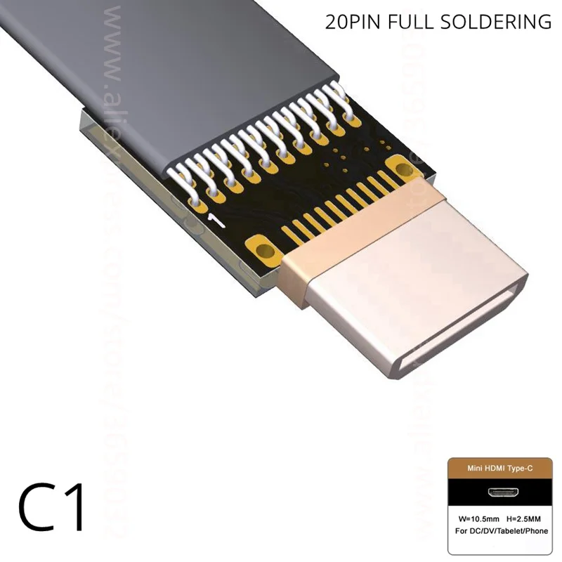 Mini-HDMI to HDMI Cable -10cm 20cm 30cm 50cm 1/2 /3 Feet 4Kx2K@60Hz hdmi Mini hdmi Micro Converter Cabo Up Down Right Left Angle