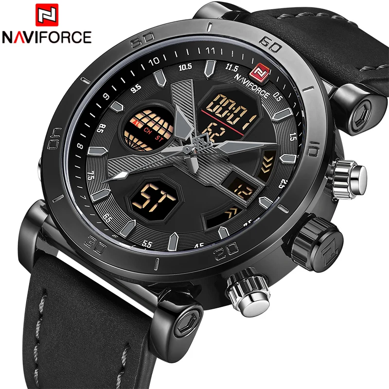 Часы наручные NAVIFORCE Мужские кварцевые аналоговые роскошные светодиодные