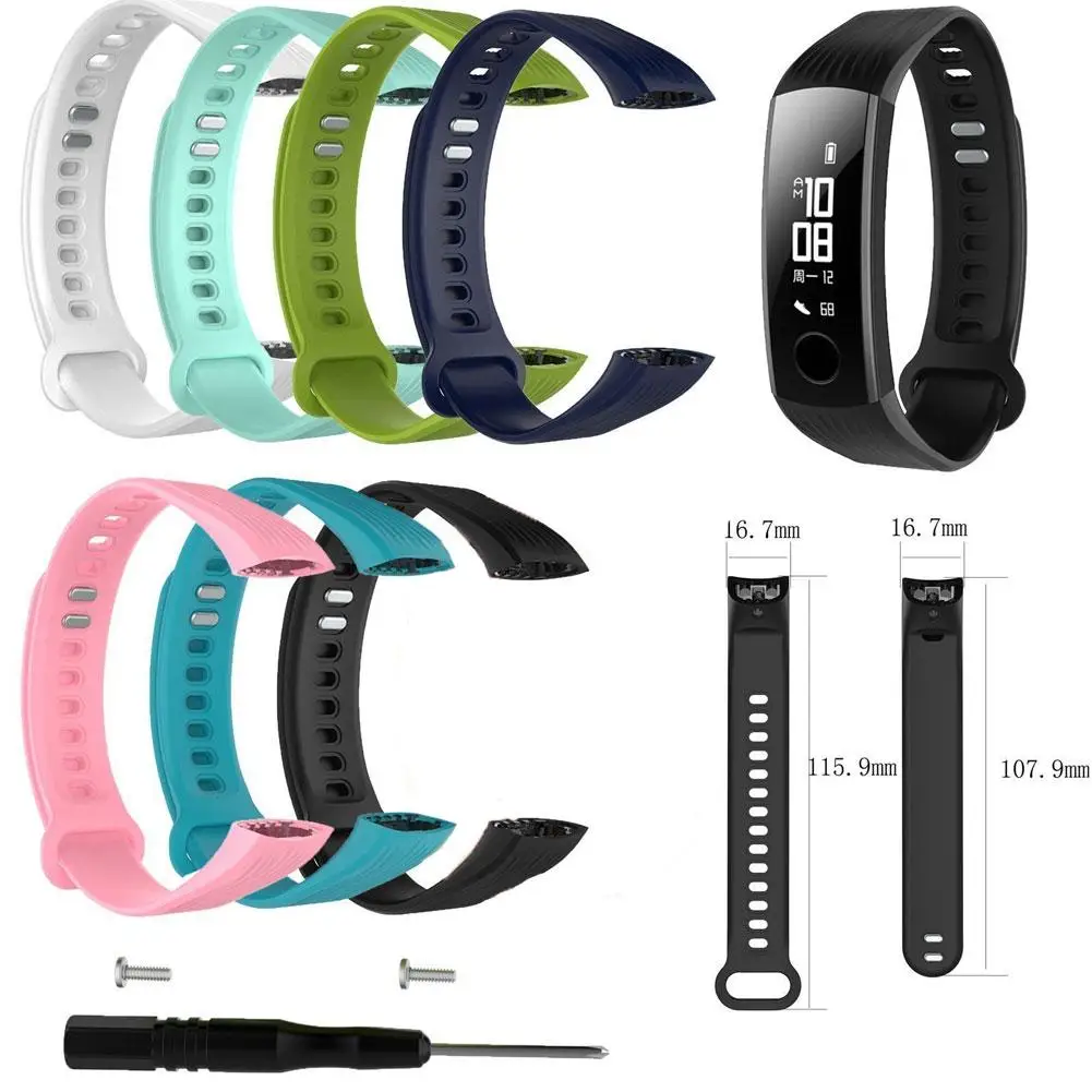 

Replacement Multiple Color Smart Watch Silicone Strap for Huawei Honor Band 3