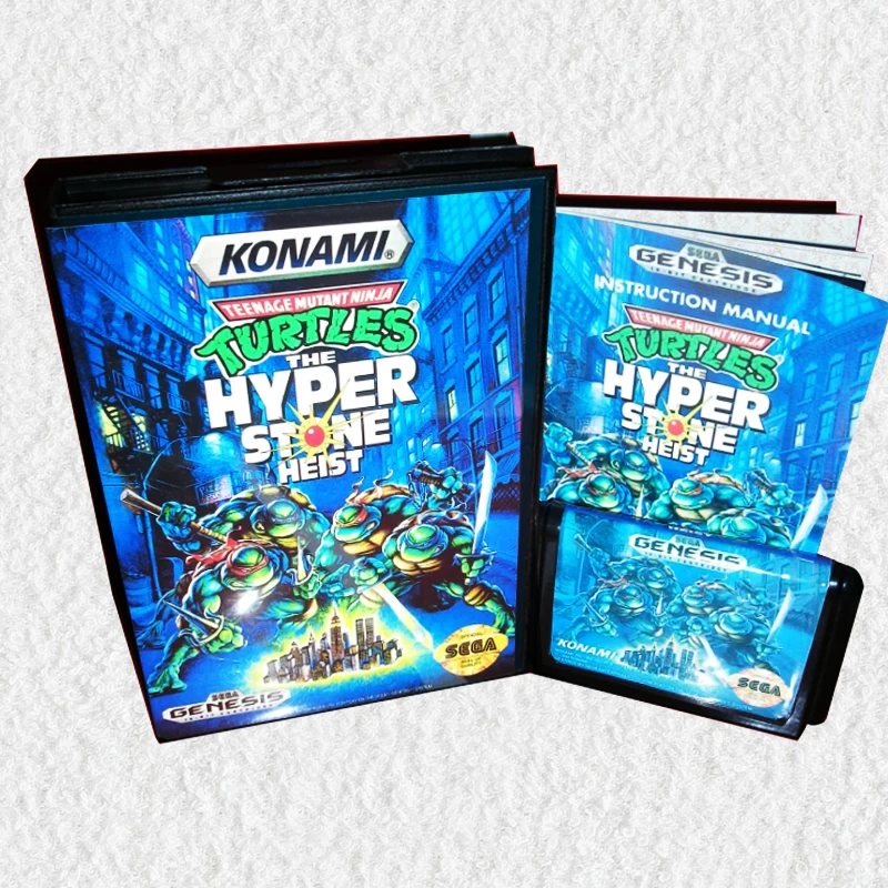 

Teenage Mutant Ninja Turtles The Hyper Stone Heist US-Cover with Box No Manual for Sega MegaDrive Video Game Console 16 bit MD