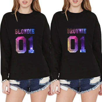 

Best Friends Print Hoodies Causal Tumblr Women BBF Long Sleeve Pullover Jumpers Funny Blondie Brownie 01 Sister star Sweatshirts