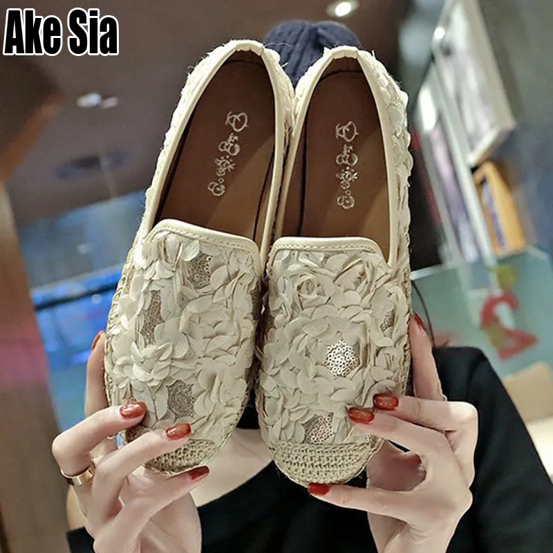 

Ake Sia New Women Mujer Casual Hemp Straw Weavs Knitted Canvas Female Slip-On Zapatillas Plimsolls Leisure Flat Ladle Shoes A192