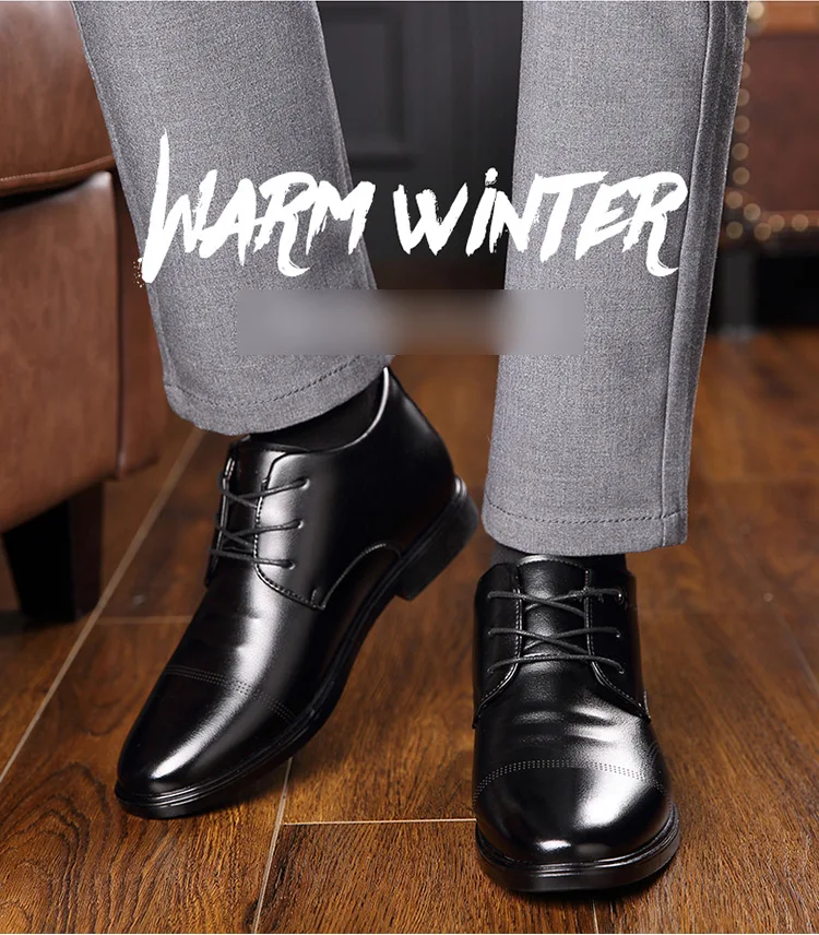 OSCO/ зимние ботинки; теплые плюшевые кожаные ботинки на шнуровке; обувь для мужчин среднего возраста в деловом стиле