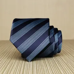Новинка 2017 года поступления Мода 7 см Галстуки для Для мужчин дизайнеры бренда Темно-синие галстук полосы высокое качество Бизнес Галстуки