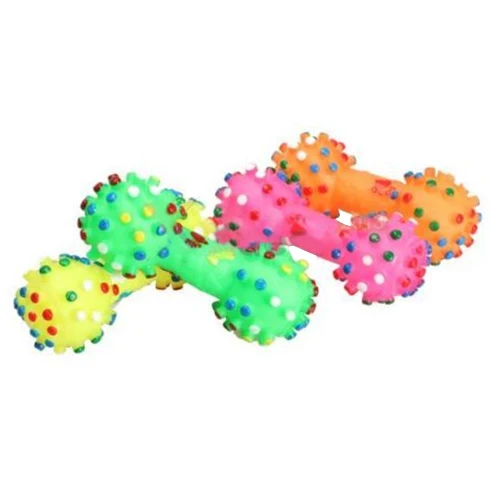 2017 New Pet Chew Toy Soft Small Rubber Bone Squeaky Toy Colorful Dot