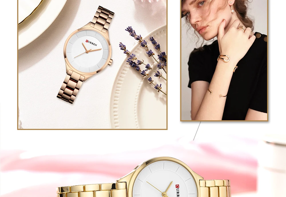 CURREN золотые часы женские часы 9015 из нержавеющей стали женские часы-браслет женские часы Relogio Feminino Montre Femme