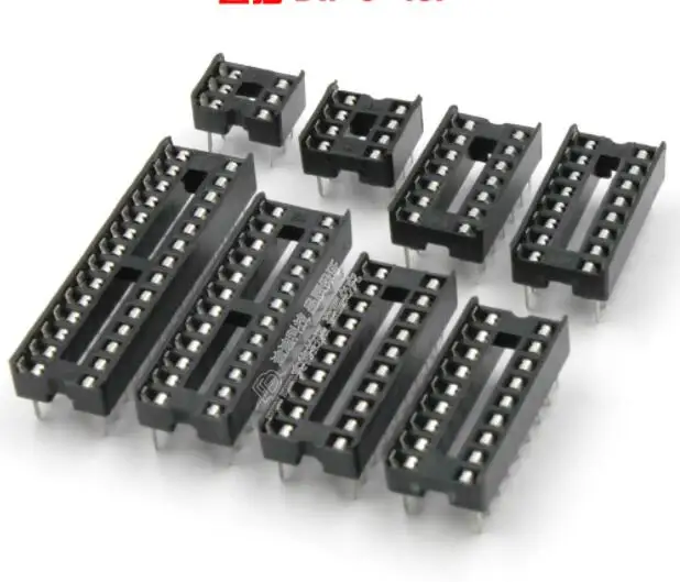 50 stks IC Socket DIP SIP Chip Socket Pin 2.54mm Pitch 6/8/14/16/18/20/24/28Pin 24/28/32/40Pin Brede IC Socket Adapter Solder Type