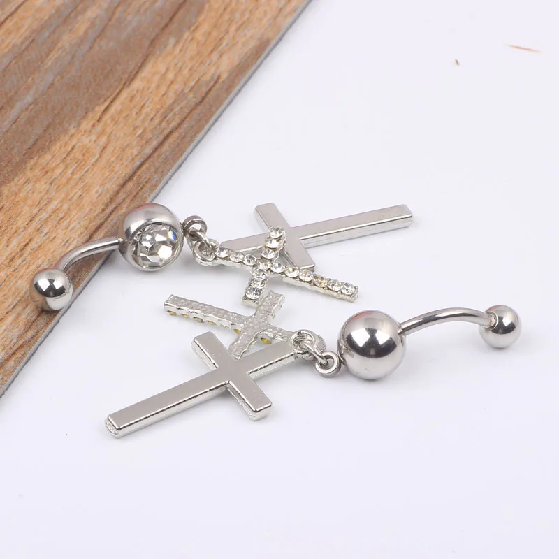 Cross Crystal Navel Belly Button Rings Body Piercing Jewelly New Dangle