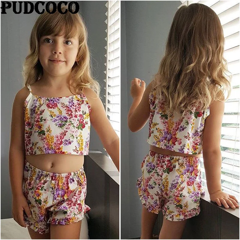 Buy Floral Kids Baby Girls Outfits Clothes Crop Top
