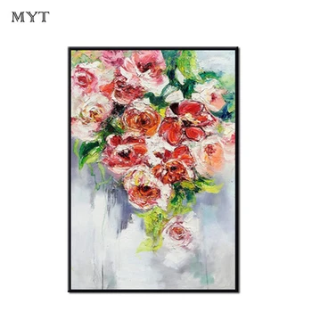 

MYT Hand Painted Flower Oil Painting Handmade Wall Canvas Decor Art Free Shipping Newest Home Decoration Painting Art Flower