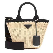 Kadın çanta lüks çanta rattan Straw crossbody kadınlar için hakiki deri plaj sepeti çanta orijinal marka tasarımcısı 2019