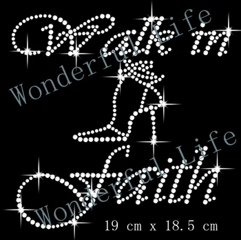 

A quality Wonderful Life Walk In Faith Iron On Hotfix Diamante Motif Rhinestone Transfer free shipping