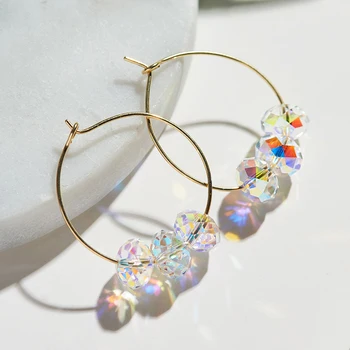 

BAFFIN Crystals From Swarovski Gold Color Hoop Earrings For Women Party Colorful Beads Indian Jewelry 2018 Hanging Earrings Gift
