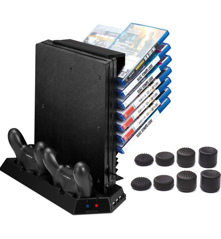 PS4 Pro Vertical Stand with Game Storage and Cooling Fan Dual
