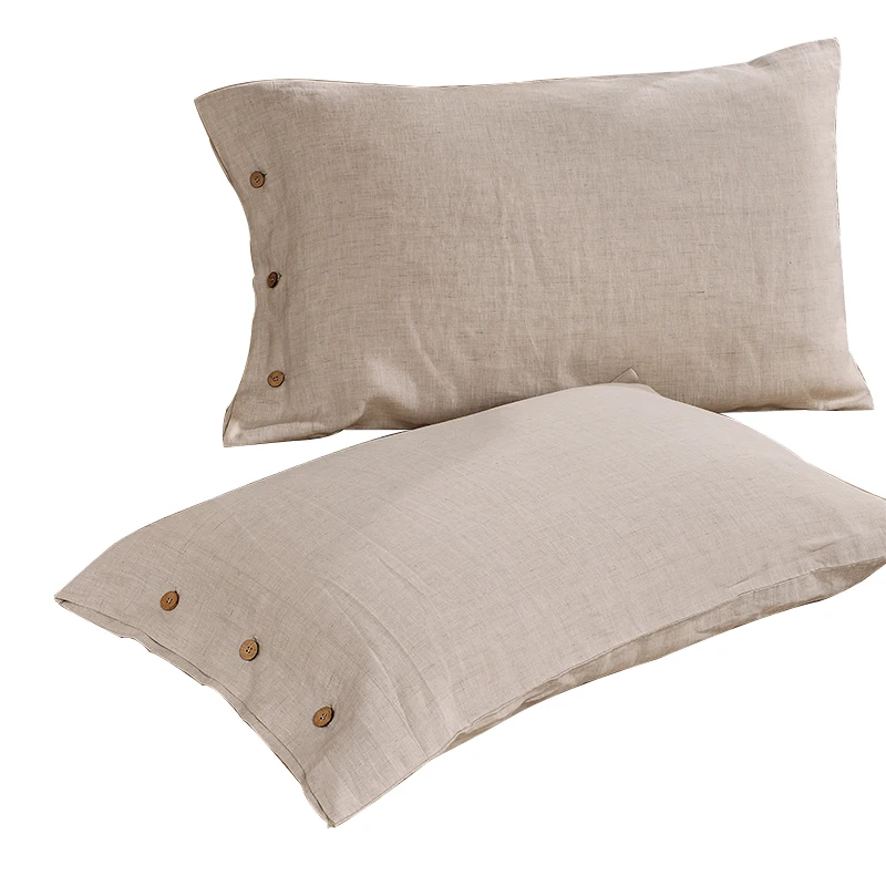 2 шт. 48*74 см Чистый льняной чехол для подушки, однотонный цвет, высокое качество, наволочка для подушки, классный домашний декоративный чехол для подушки с кнопкой