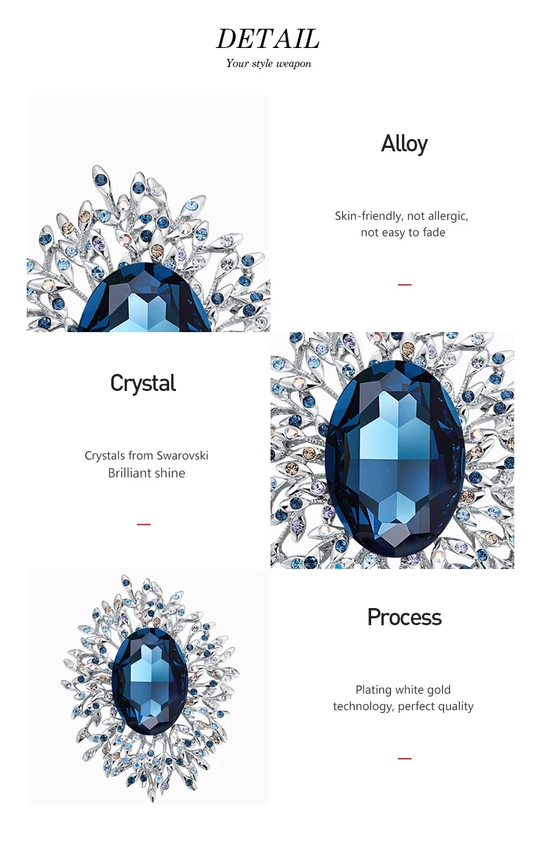 Blue Swarovski Crystal Brooches  (4)
