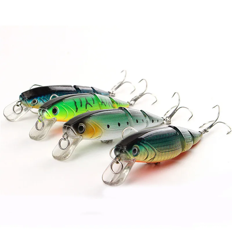 

1 Pack of 4pcs/lot 3 Segments Swimbait Fishing Minnow Lure 12cm/15g Hard Artificial Bait Hook Fishing Tackle