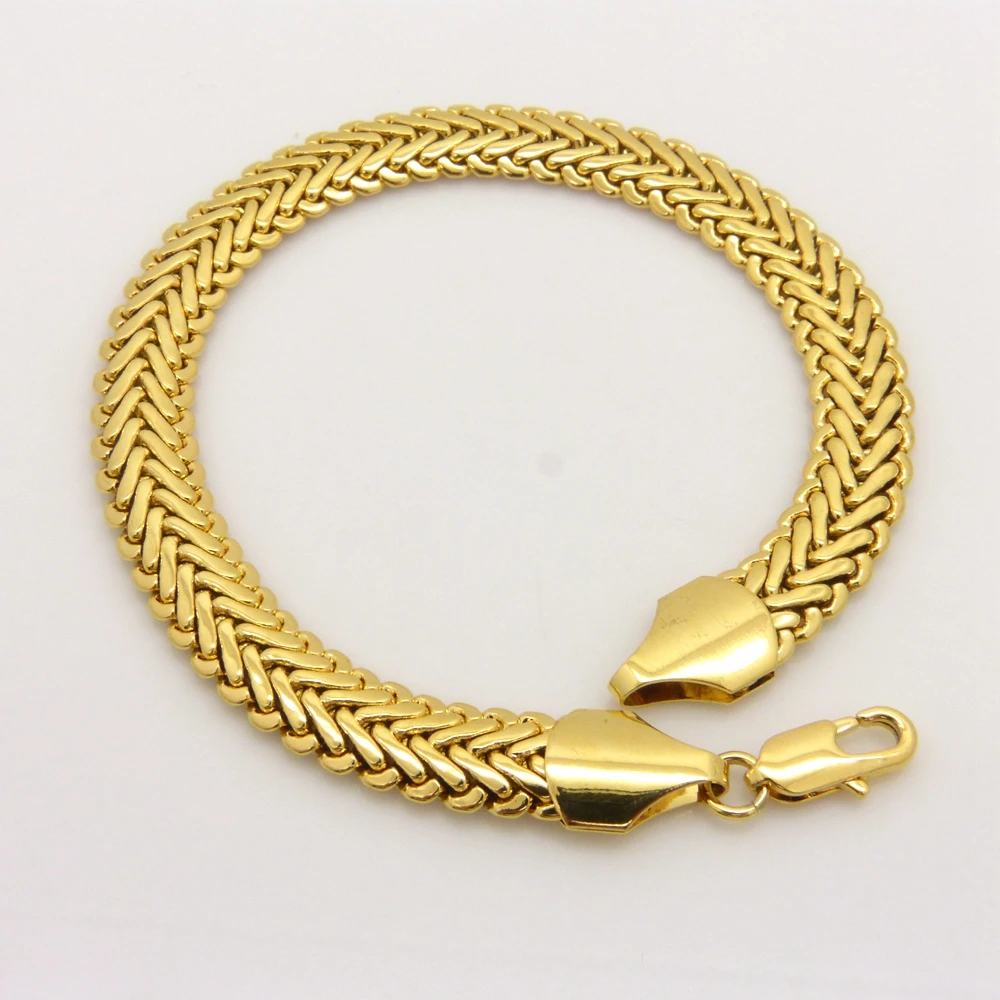 

Herringbone Bracelet Chain Yellow Gold Filled Womens Mens Wrist Bracelet 22cm Long
