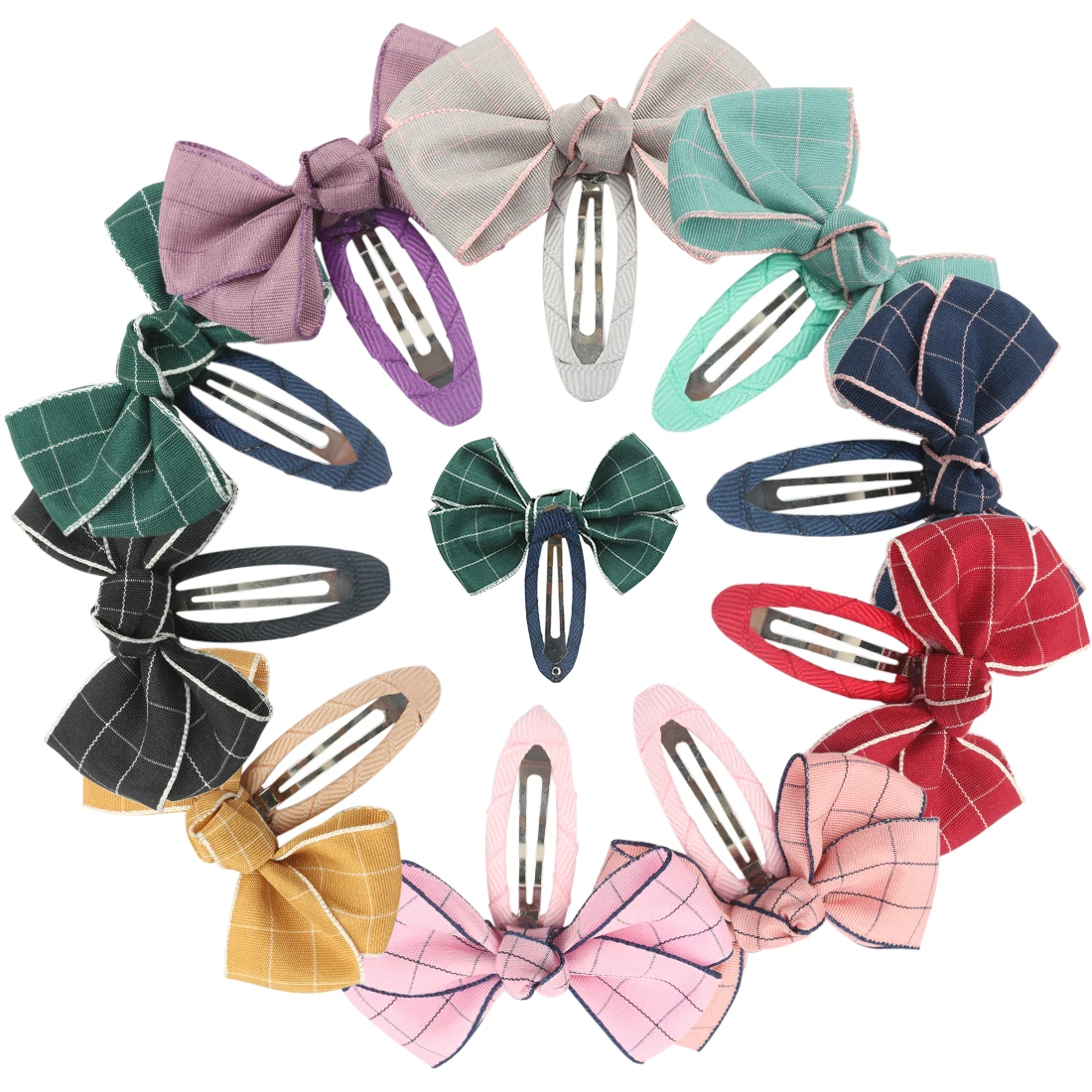 

2pcs/set Girls Hair Clips Bobby Pins Children Hairpins Mini 2.5inch Bow Plaid Grid Knotted Sweet Design Kid Headwear Hairclips