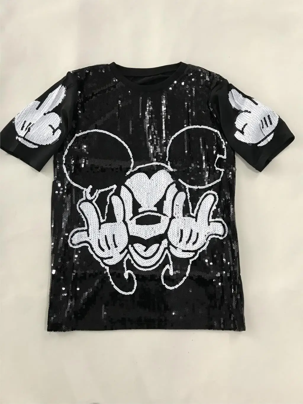 Cena 2019 Punk styl cekiny Cartoon Tshirt sukienka kobiety koszulki z krótkim rękawem luźne sukienka letnie koszulki z krótkim rękawem Vestidos czarny topy dla kobiet trójniki wysokiej