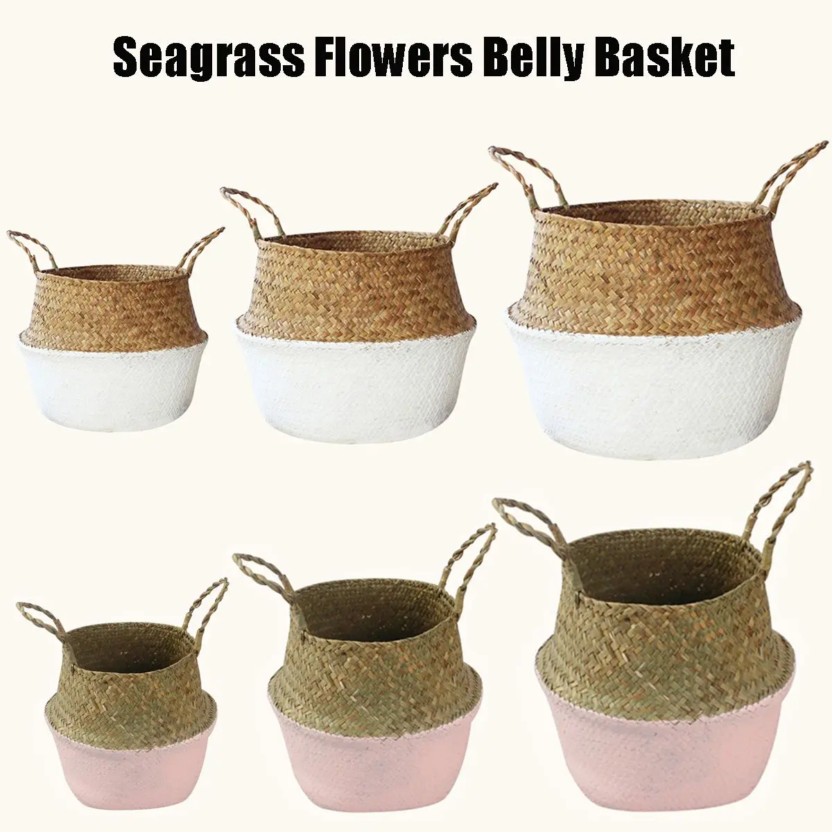 البطن سلة تخزين من الأعشاب البحرية الزهور وعاء النبات الغراس الغسيل الفواكه حقائب الملابس أشتات المنظم طوي حقيبة تسوق