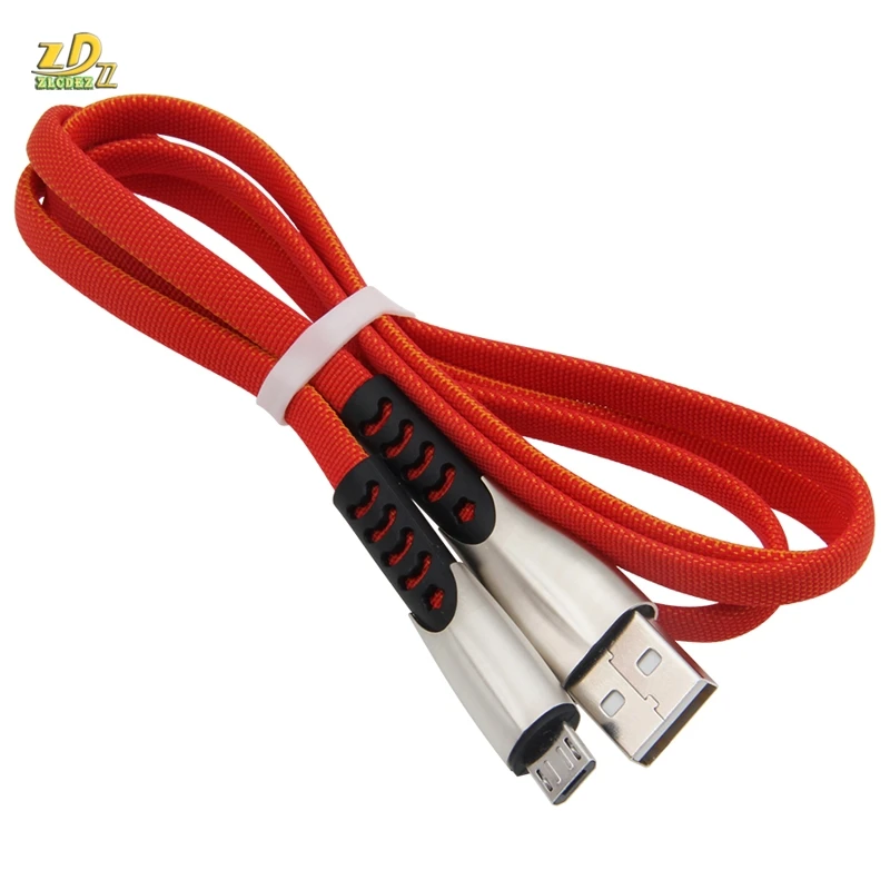 100 шт потребительских упаковок для микро usb-кабель для быстрой зарядки и передачи данных кабель 1 м цинковый сплав плоский плетеный кабель для синхронизации провод для Samsung Xiaomi Redmi все микро-usb для устройств на аndroid кабель