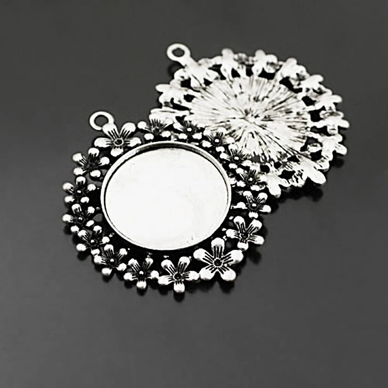 

(27520)5PCS 47x43MM,inside:25MM Antique Silver Color Zinc Alloy Cameo settings Diy Jewelry Findings Accessories Wholesale