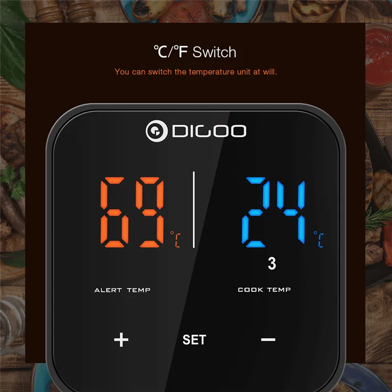 Digoo DG FT2303, три канала, умный bluetooth, приложение, управление, термометр для барбекю, Кухонный Термометр для приготовления пищи, для автоматизации умного дома