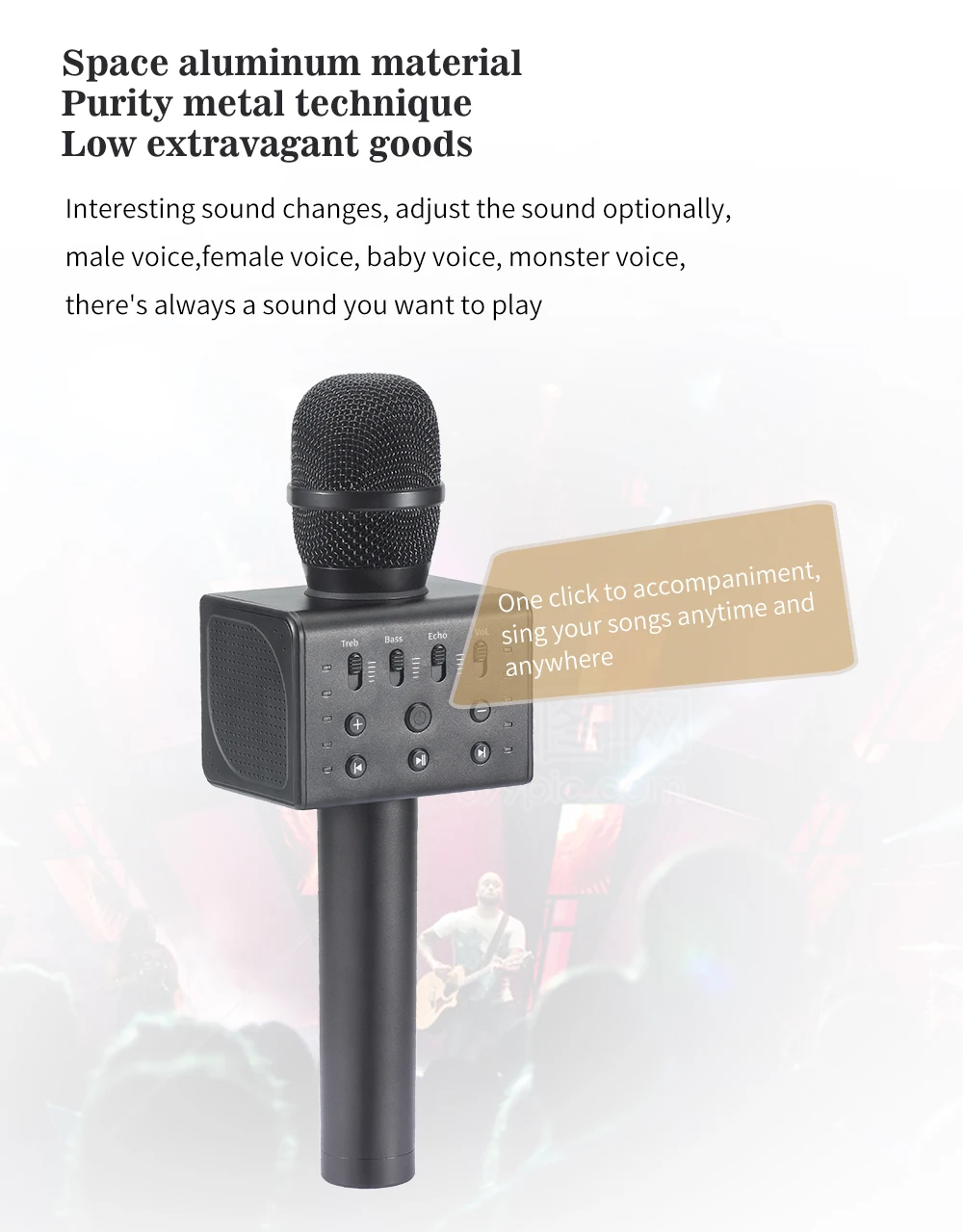 Original brand MicGeek Q11 Wireless Karaoke Microphone 2.1 Sound Track Dimensional Sound Voice Change 4 Speakers Smartphone 2