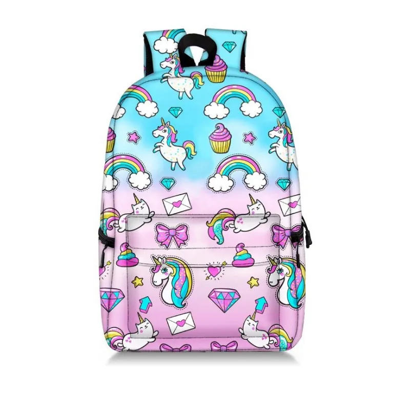 Единорог милые школьные печати рюкзак для девочек-подростков, водонепроницаемый, рюкзак для путешествий Mochila 3 шт./компл. ребенка рюкзак для ноутбука - Цвет: Set 1