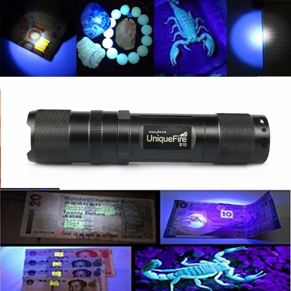 Ультрафиолетовый фонарь UniqueFire S10 светодиодный ручной с УФ лучом 365 нм идеально