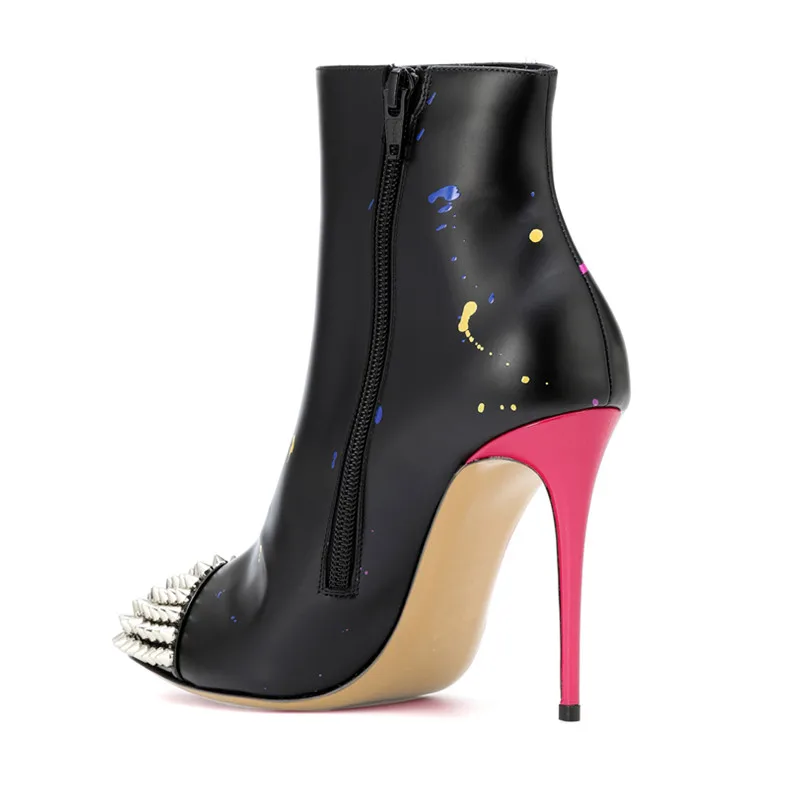 Jady Rose/ г.; Модные женские ботильоны с принтом; ботинки на высоком каблуке с острым носком и заклепками; женские ботинки на шпильке; Botas Mujer