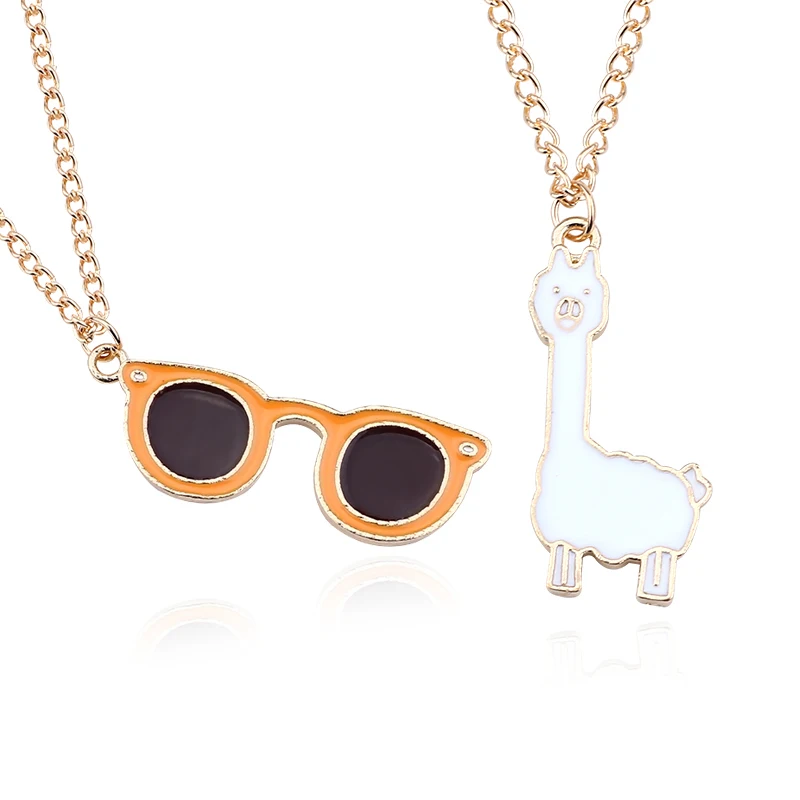 Buy DIY Sunglasses Pendant Alpaca Necklace Gold Chain Trendy Hip Hop Enamel