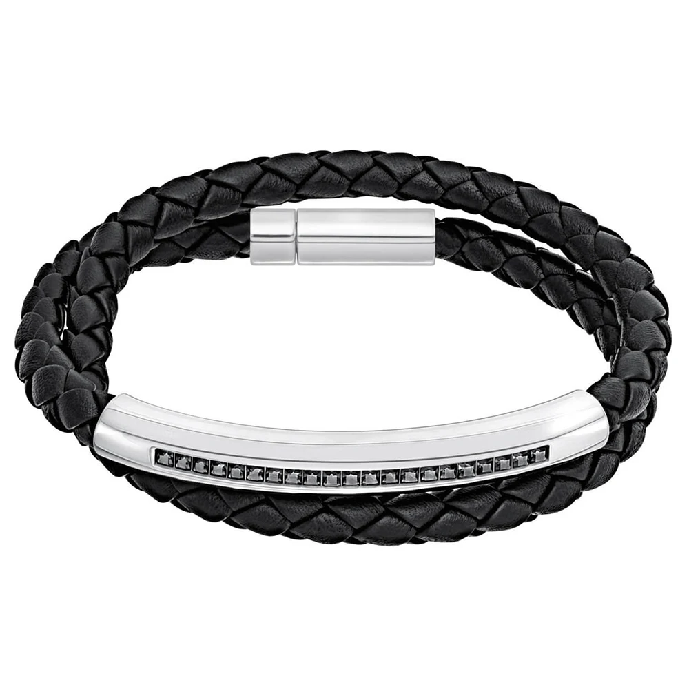 

SWA RO 2019 Original New 5252387 GESTURE Bracelet Fashion Glamour Men's Fresh Joker Black Woven Leather Bracelet Luxury Jewelry