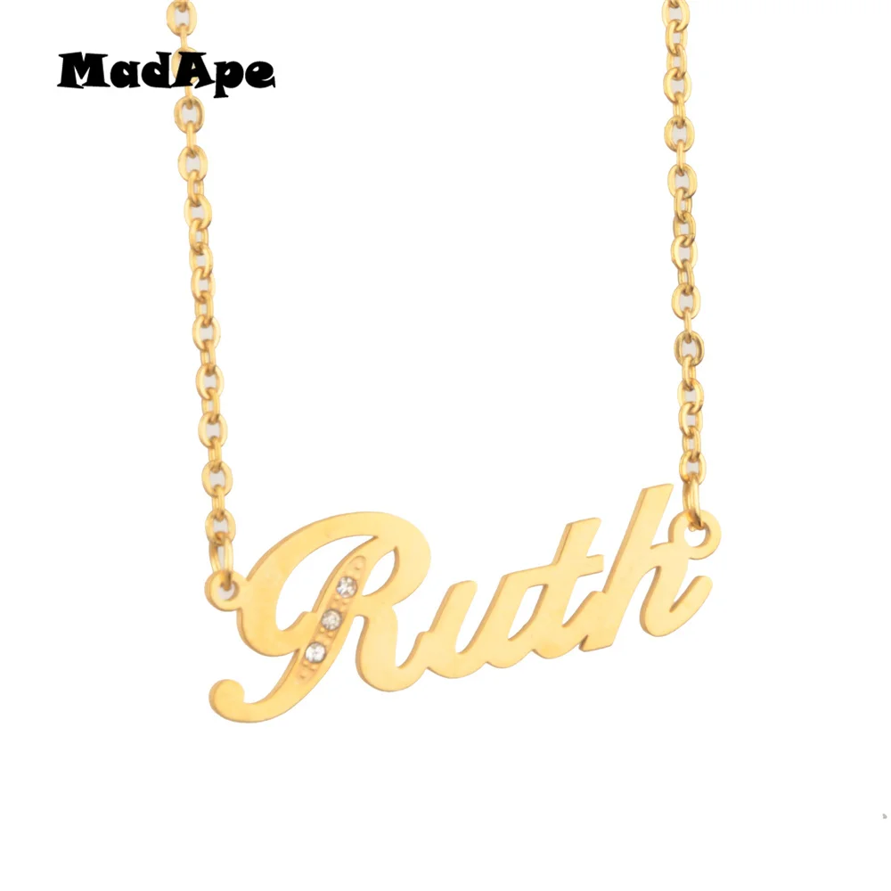 MadApe имя &quotRuth&quot кулон и ожерелье золото из нержавеющей стали чокер на заказ любой