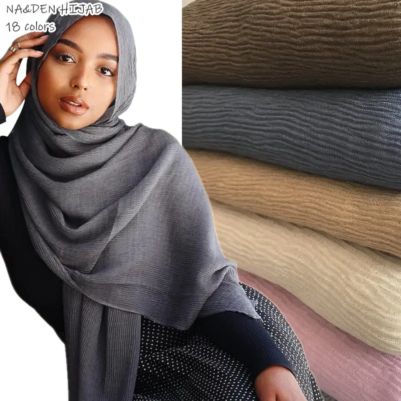 

130pcs wholesale Fashion nature pleated plain hijab scarf women wrinkle scarves shawls bandana soft shawls muslim hijab wraps