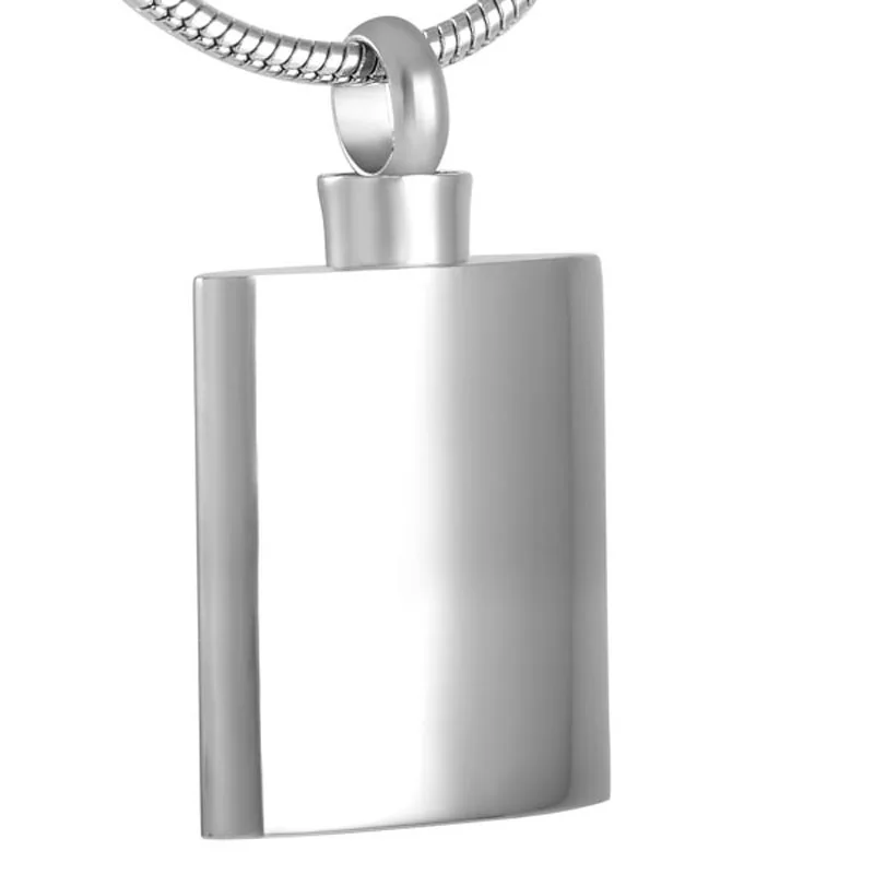 

KLH8475 Tiny Flask Vial Stash Cremation Urn Jewelry Ashes Capsule Pendant Necklace - Polished Silver Stainless Steel Pendant