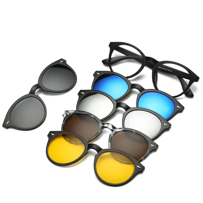 Brightzone 5+ 1 набор, очки для женщин и мужчин, зеркальные поляризованные магнитные солнцезащитные очки с клипсой, по рецепту, близорукость, дальнозоркость, астигматизм
