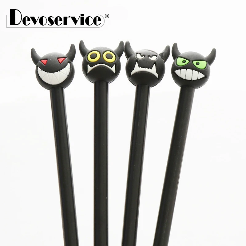 4Pcs/Pack Cartoon Weird Devil Gel Pens Kawaii Writing Stationery For School 0.5mm Black Ink Neutral Pens Offices School Supplies