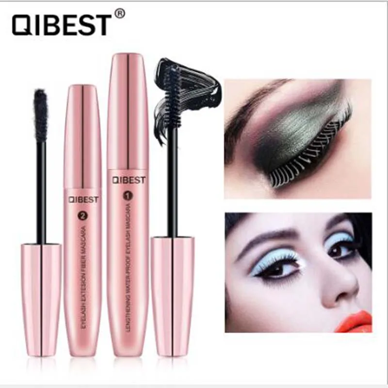 

QIBEST 3D Mascara Gold Slim Thick Curling Fiber Grafting 3d Mascara For Eyelash Extension Black color eyelashes makeup