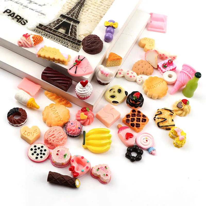 30 шт Разноцветные миниатюрные полимерные кабошоны для торта, кабошоны для конфет, украшения для телефона, аксессуары для украшения дома своими руками